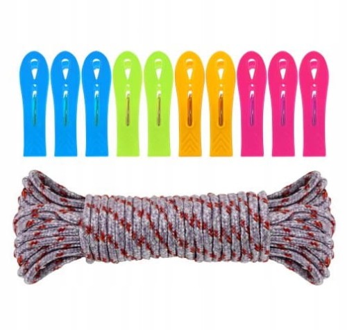 Zestaw spinaczy do prania klamerek 10 sztuk + sznur