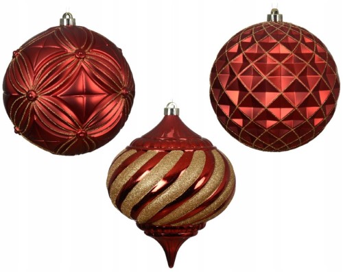 Bombka choinkowa 20cm czerwono-złota plastikowa 1 szt