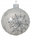 Szklana bombka choinkowa 8cm ze śnieżynką 1szt
