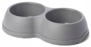 Miska podwójna dla psa szara plastikowa 0,5 l