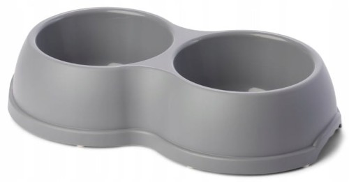 Miska podwójna dla psa szara plastikowa 0,5 l