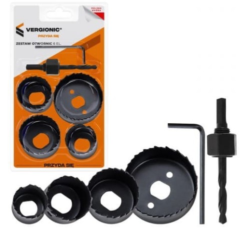 Zestaw otwornic 6 elementów uniwersalne do drewna aluminium stali