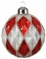 Szklana bombka choinkowa 8cm Czerwono-biała w romby