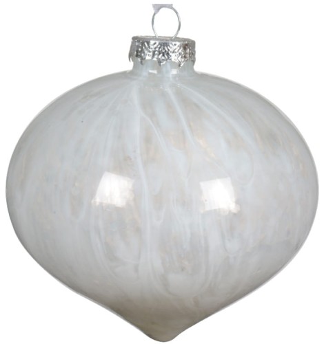 Bombka choinkowa szklana 10cm Biało-przezroczysta