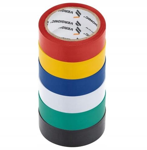 Taśma izolacyjna do kabli kolorowa PVC 6szt elastyczna 17mm