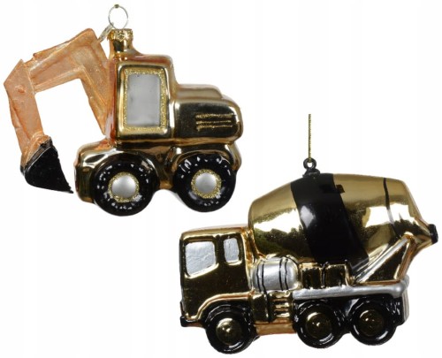 Zawieszka choinkowa betoniarka koparka 12x8,7cm 1szt