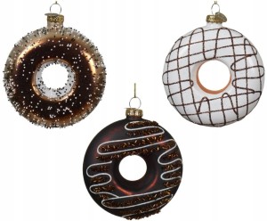 Szklany donut zawieszka na choinkę 9cm 1szt