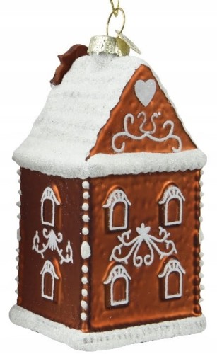 Dekoracyjna zawieszka na choinkę 5,5x4,7x12,3cm Szklany domek 