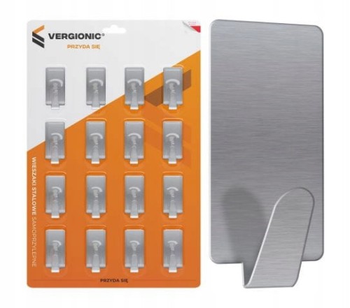 Wieszaki samoprzylepne 16 sztuk srebrne aluminiowe