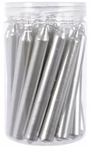 Zestaw 22 świec srebrnych obiadowych woskowych 10,5cm