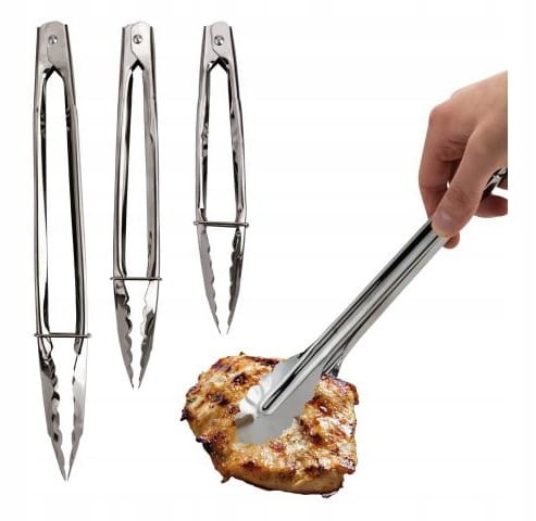 Zestaw szczypce kuchenne grillowe stalowe 3 szt. różne rozmiary
