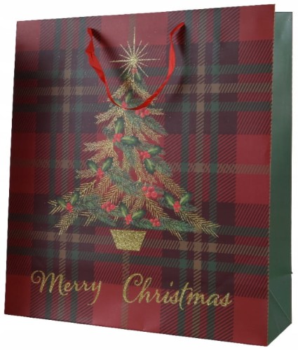 Świąteczna torba prezentowa 12x30x42cm Duża z choinką