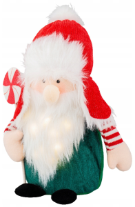 Skrzat świąteczny w czapce LED figurka ozdobna 37 cm
