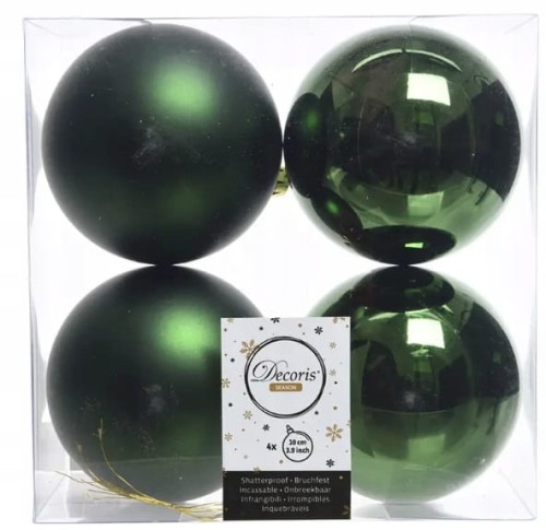 Zestaw bombek na choinkę nietłukące zielone ozdobne 4 szt 10 cm