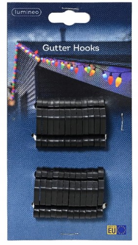 Zestaw 24 haczyków do lampek zewnętrznych czarnych plastikowych