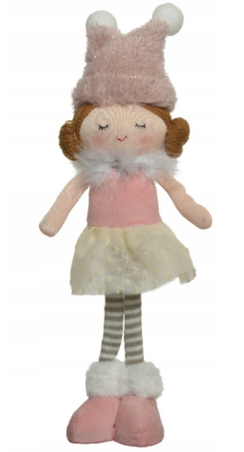 Figurka świąteczna dziewczynka odcienie różu 35 cm