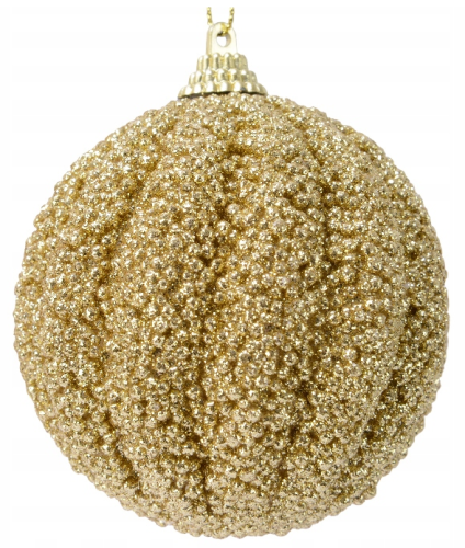 Bombka na choinkę żłobiona złota 8 cm
