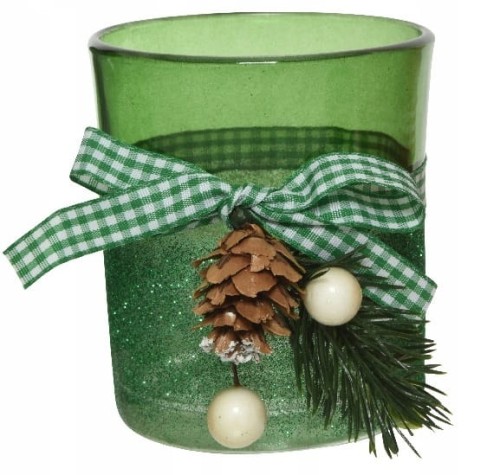 Świecznik szklany świąteczny na tealight 8,2 cm