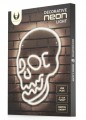 Neon LED czaszka ścienny 25x32,5x1,6cm na baterie + USB