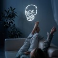 Neon LED czaszka ścienny 25x32,5x1,6cm na baterie + USB