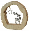 Figurka świąteczna drewniana z reniferem srebrna 2x14,4cm
