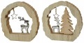 Figurka świąteczna drewniana z reniferem srebrna 2x14,4cm