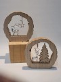 Figurka świąteczna drewniana z reniferem srebrna 2x14,4cm