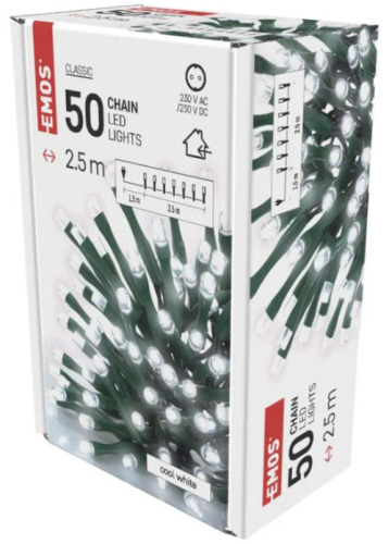Lampki choinkowe świąteczne 2,5M 50 LED zimna biel