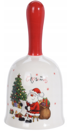 Ozdoba świąteczna dzwoneczek biało-czerwony 7x13 cm 1szt