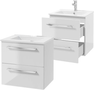 Szafka łazienkowa z umywalką 60 wisząca biała cichy domyk Pinia