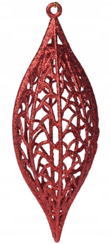 Bombka na choinkę ażurowa czerwona nietłukąca 22x8x7 cm