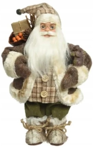 Figurka stojąca ozdobna Święty Mikołaj z prezentem 30 cm