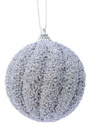 Bombka na choinkę żłobiona srebrna 8 cm