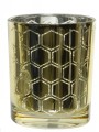 Świecznik szklany świąteczny na tealight złoty 8 cm