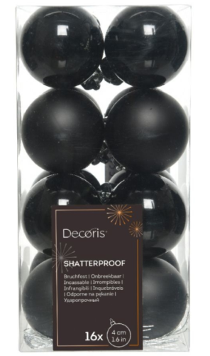 Bombki na choinkę nietłukące zestaw 16 szt 4 cm czarny