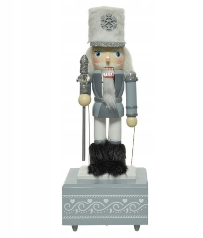 Pozytywka drewniana dziadek do orzechów 30 cm szary