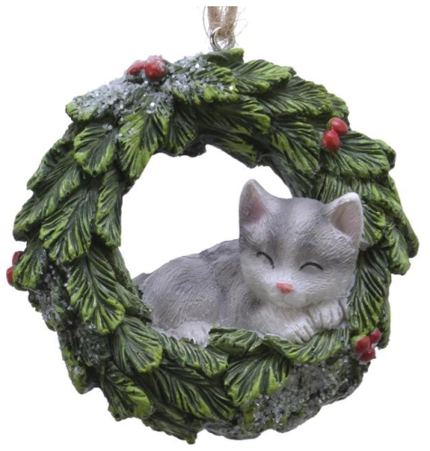 Zawieszka świąteczna wianuszek ze zwierzakiem 7,5 cm