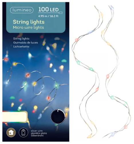 Lampki choinkowe micro LED kolorowe świąteczne 4,95 m