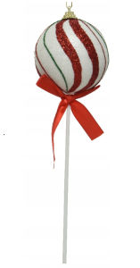 Bombka na patyku ozdobna nietłukąca 8 cm