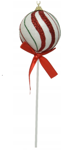 Bombka na patyku ozdobna nietłukąca 8 cm