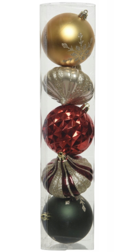 Bombki na choinkę nietłukące mix 5 szt. 8 cm