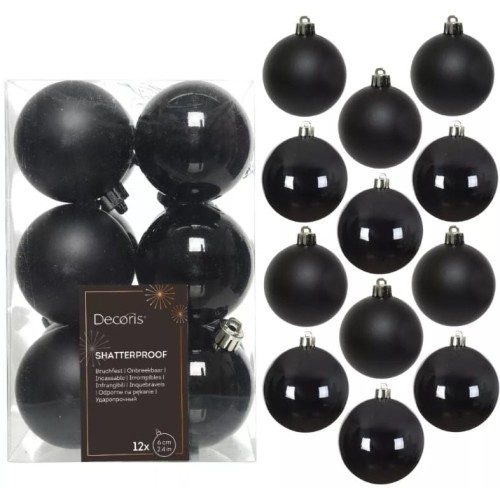 Bombki na choinkę nietłukące zestaw 12 szt 6 cm czarne