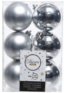 Bombki na choinkę nietłukące zestaw 12szt 6cm srebrne
