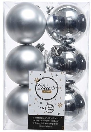 Bombki na choinkę nietłukące zestaw 12szt 6cm srebrne