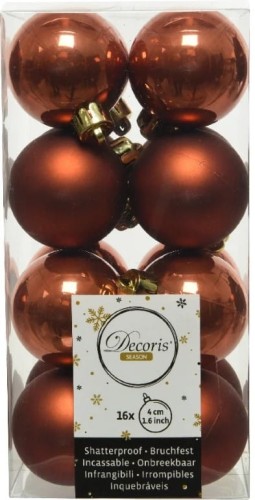 Bombki na choinkę nietłukące zestaw 16 szt 4 cm brąz
