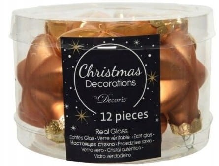 Bombki świąteczne gwiazdki pomarańczowe zestaw 12 szt. 4 cm