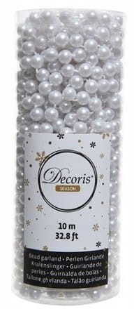 Girlanda ozdobna na choinkę koraliki 10 m białe