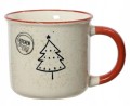 Kubek porcelanowy świąteczny 300ml Beżowy z choinką