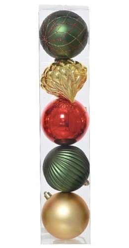Zestaw 5 nietłukących bombek na choinkę 8cm 