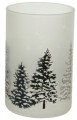 Świecznik szklany świąteczny na tealight z choinką 12 cm